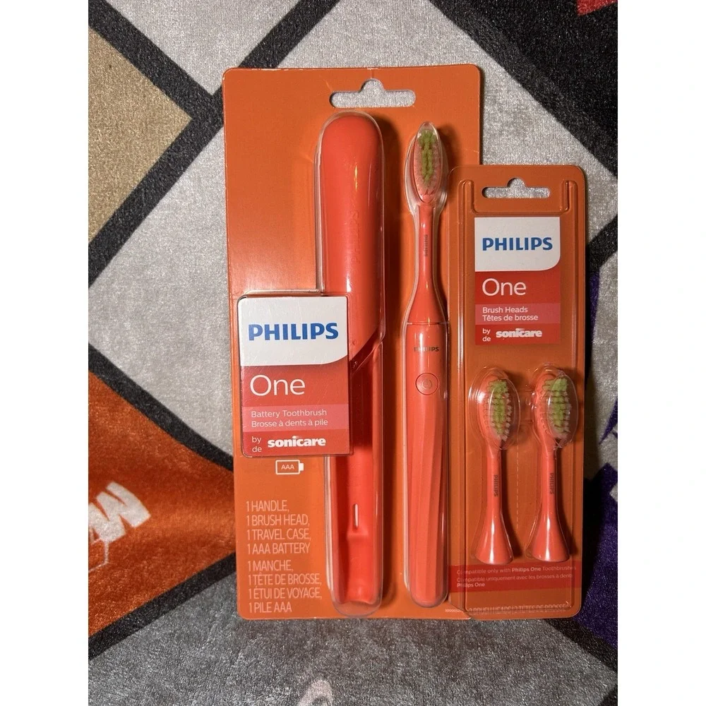 Philips Sonicare Battery Toothbrush, Miami Coral, and Extra Replacement Heads